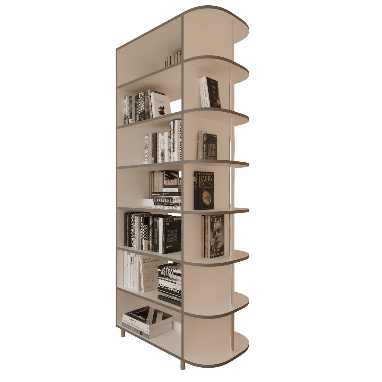 Стелаж двосторонній з кутовим закінченням Захід Меблі Колібрі Білий з cірою крайкою 1200х500х2100 м